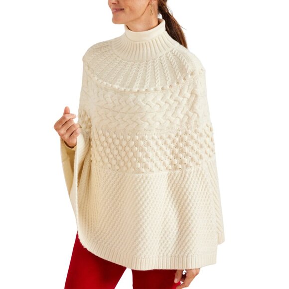 Talbots Sweaters - Talbots Chunky Cable Knit Poncho Ivory size XS NWT